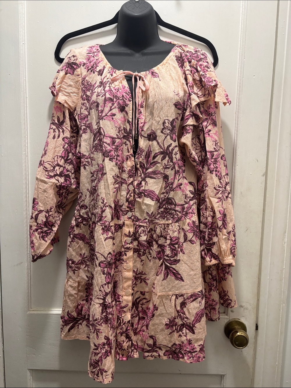 Free People Pink Floral Boho Tunic Dress